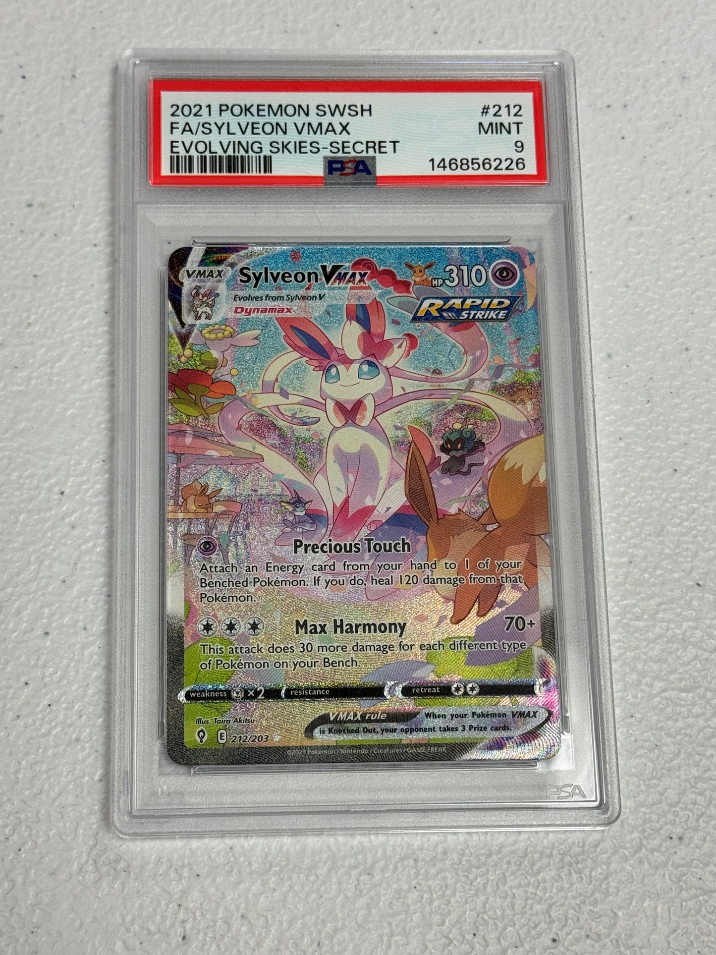 2021 EVOLVING SKIES SYLVEON VMAX #212 PSA 9 PK1306