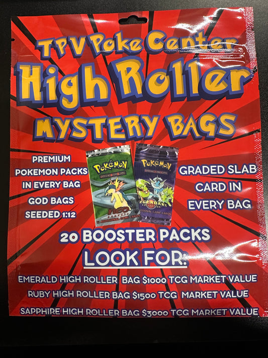 TPV POKE CENTER HIGH ROLLER MYSTERY BAG 8 BAG CASE  --20 PACKS AND A SLAB--