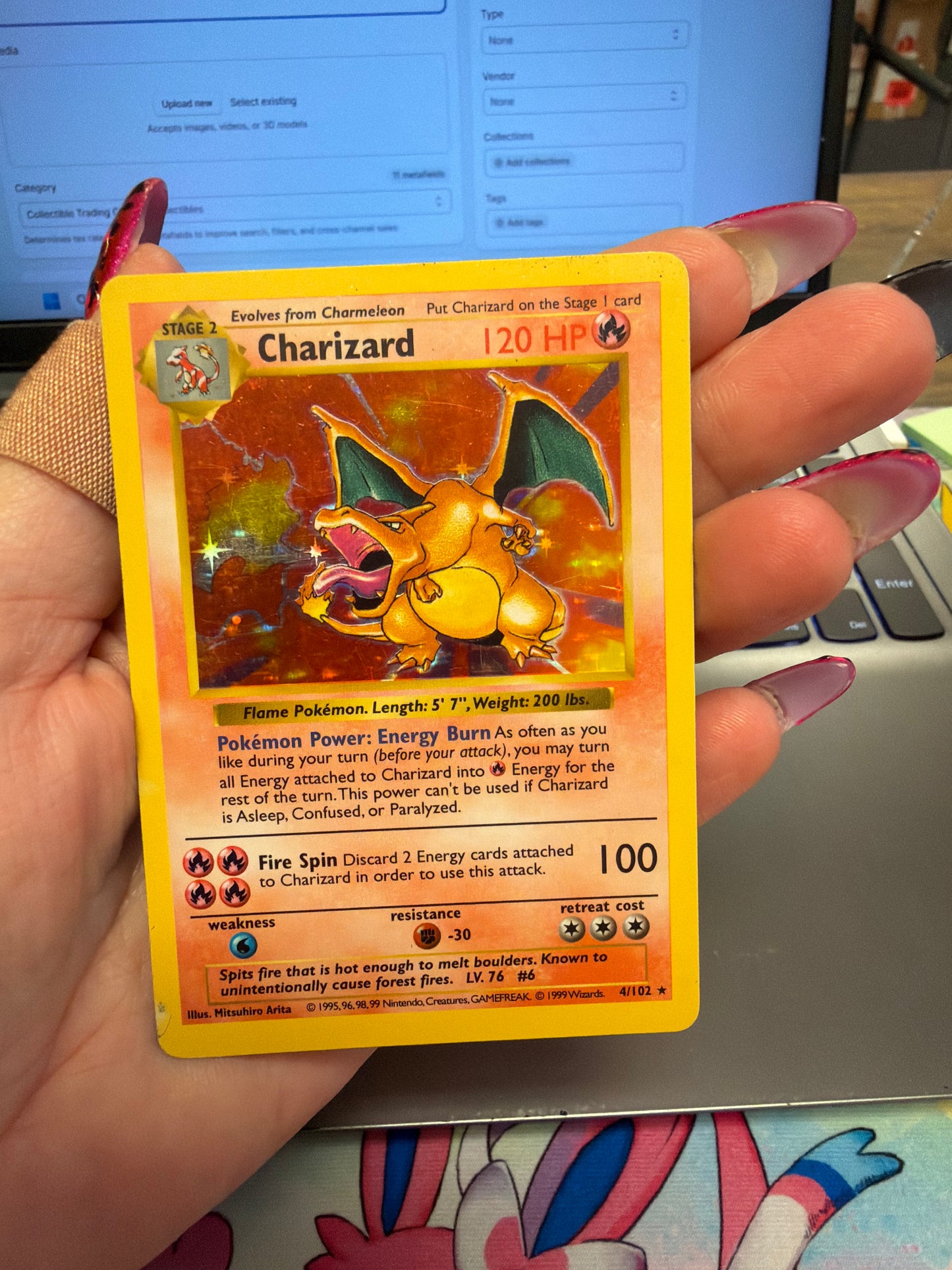 SHADOWLESS BASE SET CHARIZARD 4/102 PK1358