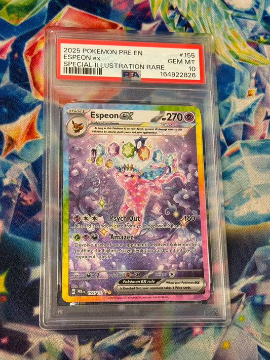 2025 PRISMATIC EVOLUTIONS ESPEON EX #155  PSA 10  PK1365